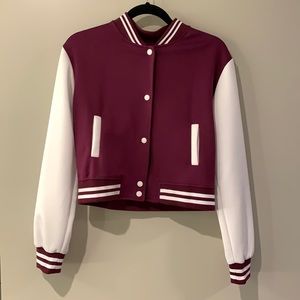 Cropped Plum/Purple Varsity Letterman Jacket size Large
